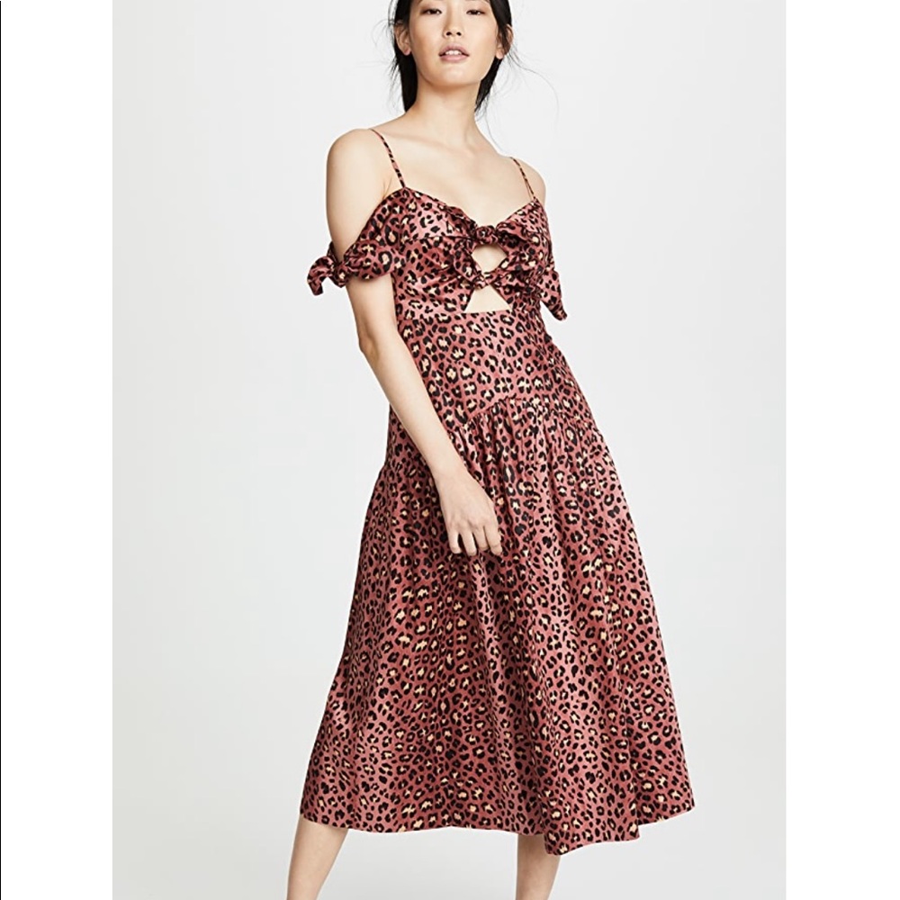Rebecca Taylor leopard bow midi dress NWT